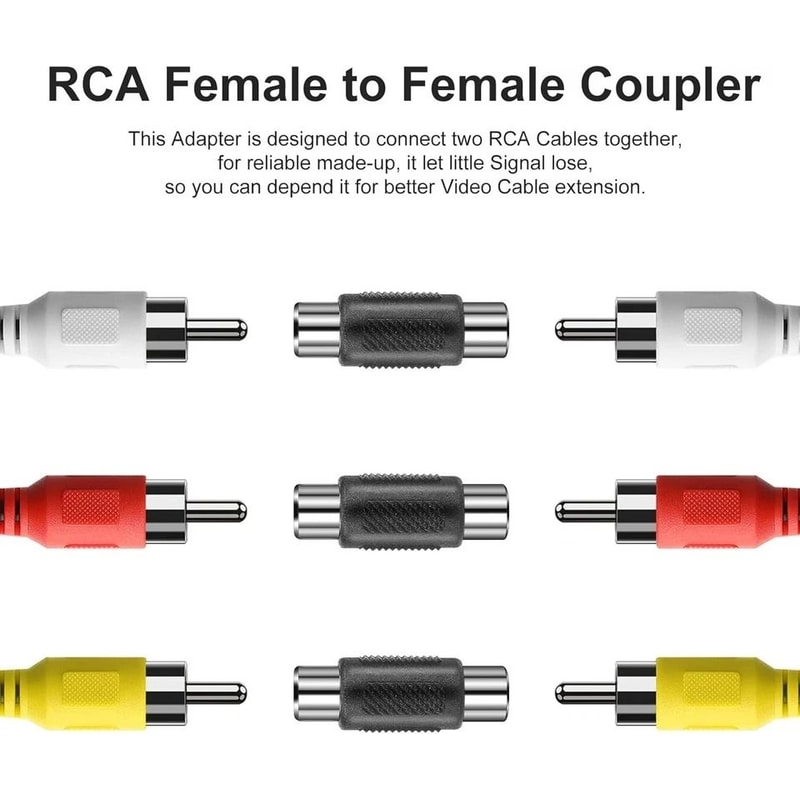 RCA Female To Female Coupler Adapter For AV Audio Video Cable Extension 1