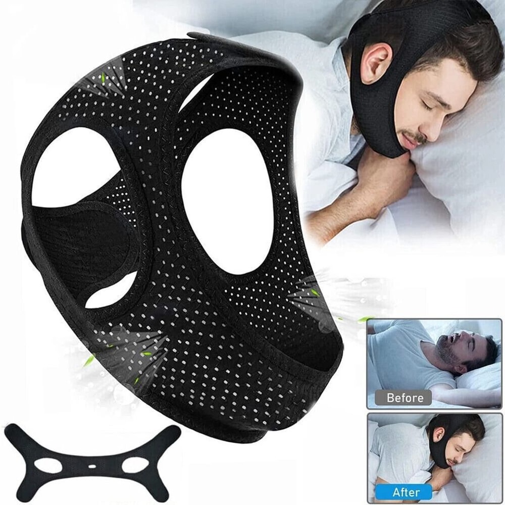 Anti Snoring Chin Strap For Sleeping Adjustable Breathable Jaw Support Belt 1