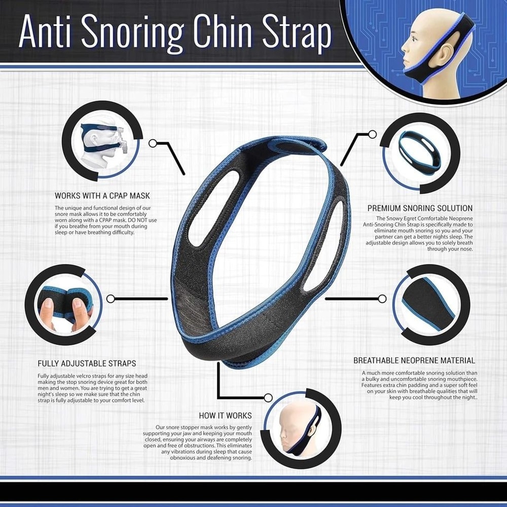 Adjustable Anti Snore Chin Strap For CPAP Users Sleep Apnea Jaw Support 4