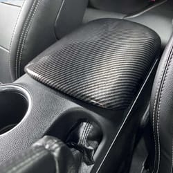 armrest box storage cover interior trim carbon fiber look