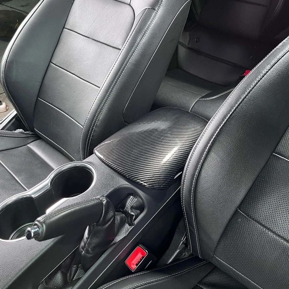 Armrest Box Storage Cover Interior Trim Carbon Fiber Look 1