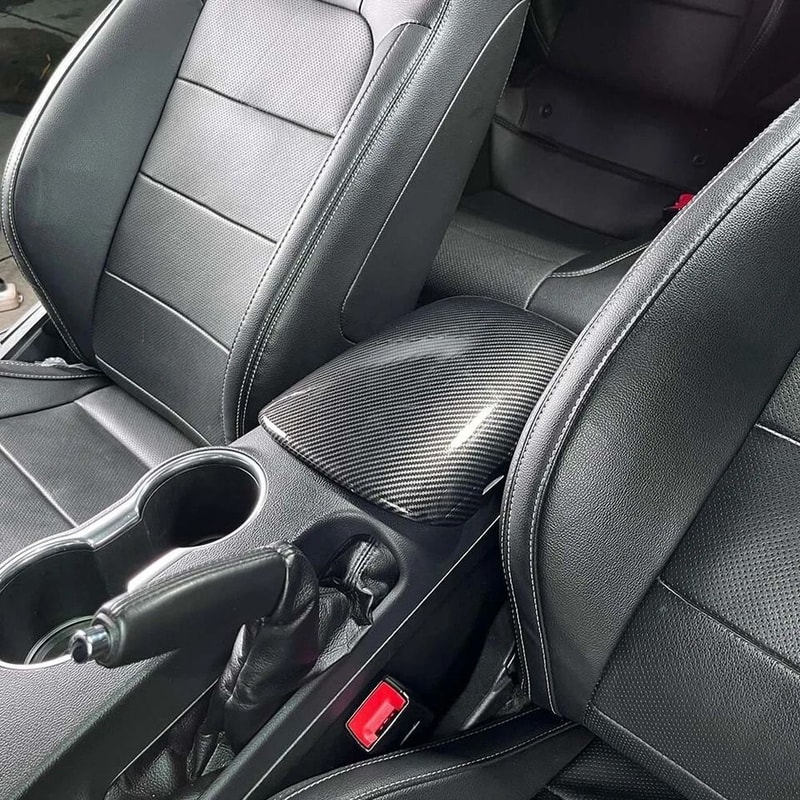Armrest Box Storage Cover Interior Trim Carbon Fiber Look 1