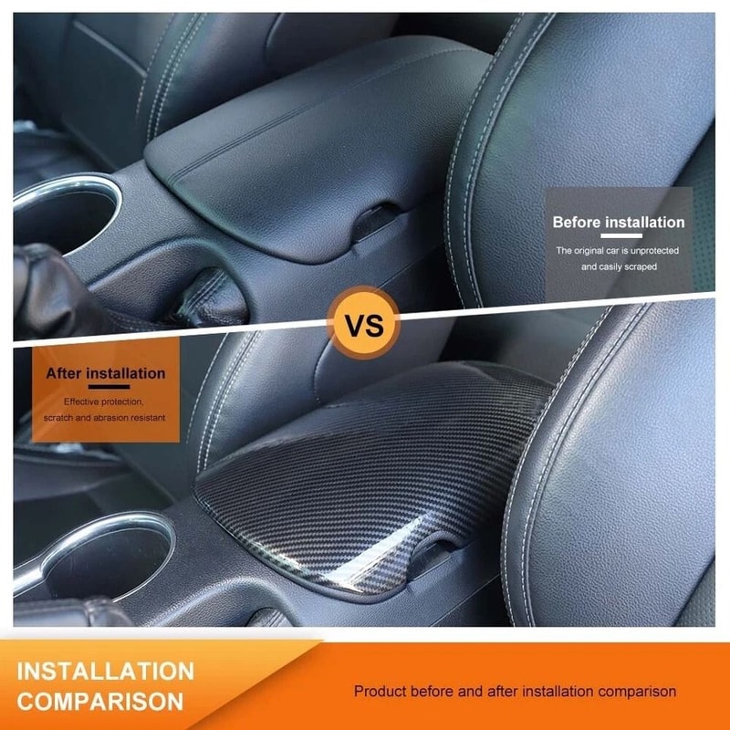 Armrest Box Storage Cover Interior Trim Carbon Fiber Look 4