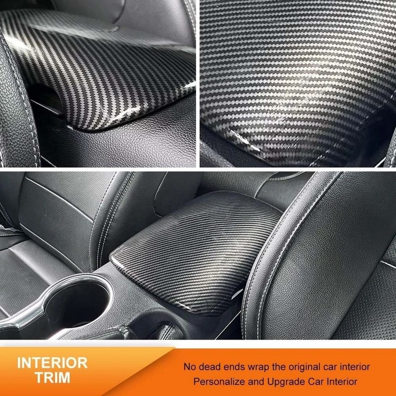 Armrest Box Storage Cover Interior Trim Carbon Fiber Look 5