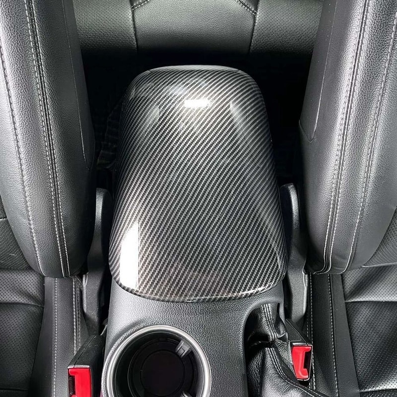 Armrest Box Storage Cover Interior Trim Carbon Fiber Look 6