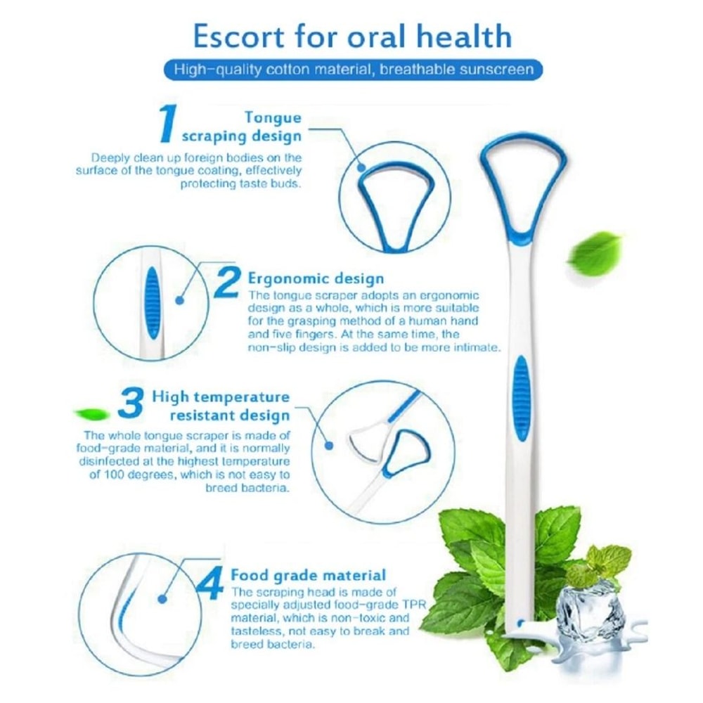 Tongue Scrapers For Fresh Breath Oral Hygiene Ideal For Adults Kids 2