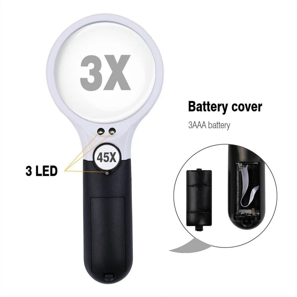 LED Jewelry Loupe Magnifier Handheld Magnifying Glass With Light Modes Portable For Precision Work 5