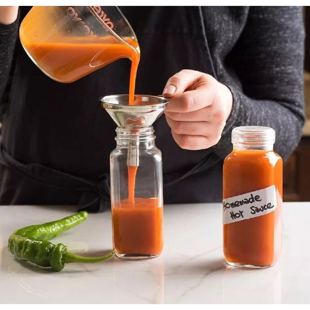 Stainless Steel Kitchen Funnel Set With Cleaning Brushes Food Grade No Spill Design 4