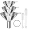 Stainless Steel Kitchen Funnel Set With Cleaning Brushes Food Grade No Spill Design 0