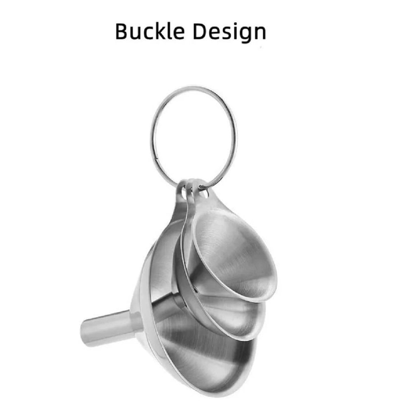 Stainless Steel Kitchen Funnel Set With Cleaning Brushes Food Grade No Spill Design 8
