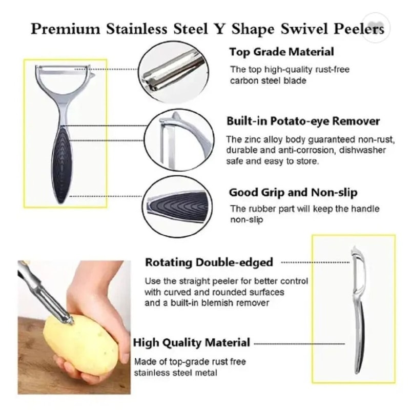 Stainless Steel Vegetable Fruit Peeler Set With NonSlip Handle Potato Carrot Peeler 1
