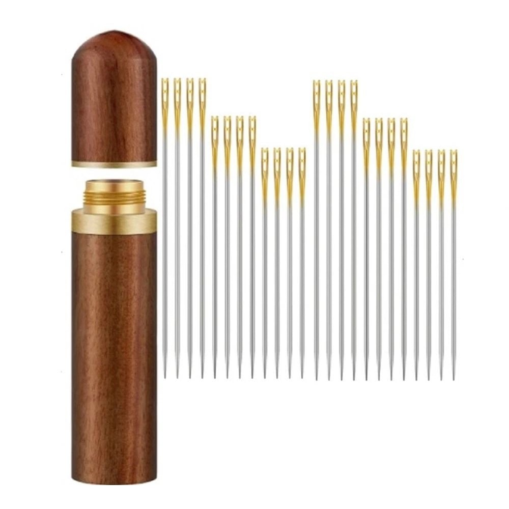 Self Threading Sewing Needles With Case Premium Stainless Steel Darning Needles For Easy Threading 0