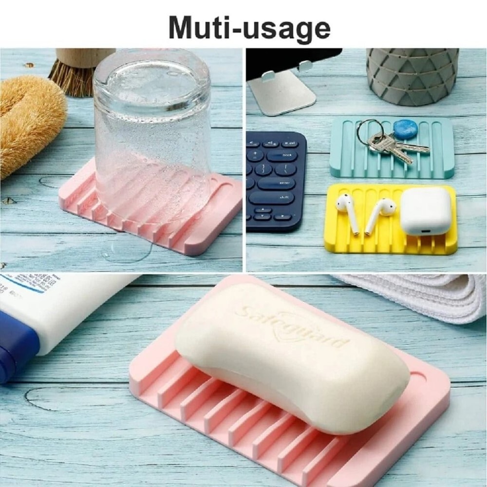 Silicone Soap Dish Set SelfDraining Water Drainer Tray For Bathroom Soap QuickDry Silicone Holder 3