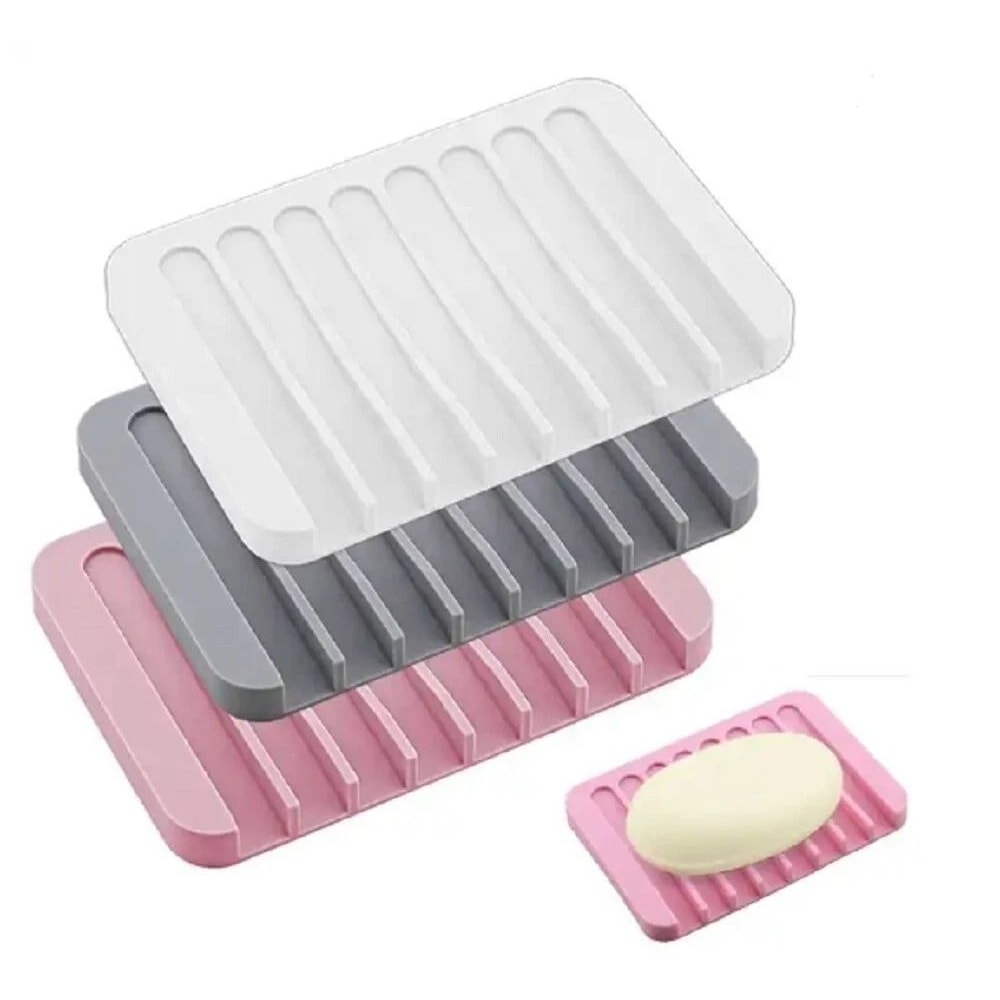 Silicone Soap Dish Set SelfDraining Water Drainer Tray For Bathroom Soap QuickDry Silicone Holder 0