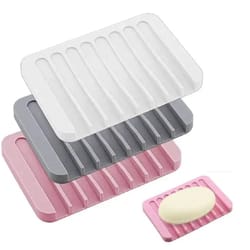 silicone soap dish set self-draining water drainer tray for bathroom soap, quick-dry silicone holder