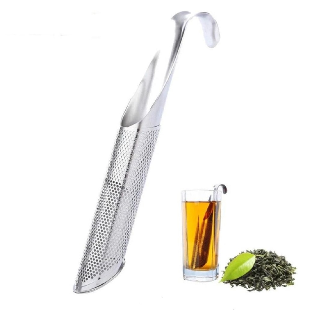 Stainless Steel Tea Diffuser Stick Loose Leaf Strainer With Hook Handle 0