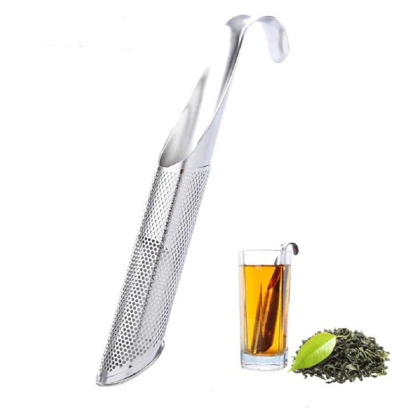 Stainless Steel Tea Diffuser Stick Loose Leaf Strainer With Hook Handle 0