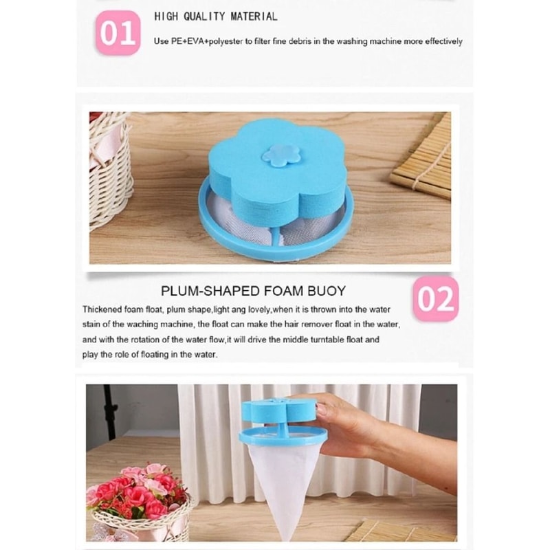 2Pack Laundry Lint And Pet Hair Remover Mesh Bags Reusable Floating Washers For Clothes 6