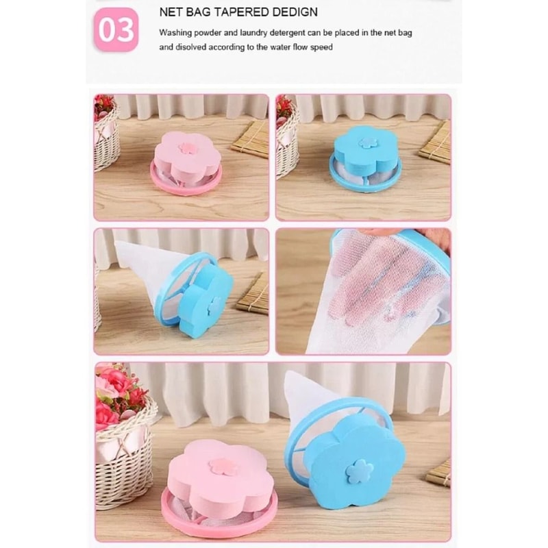 2Pack Laundry Lint And Pet Hair Remover Mesh Bags Reusable Floating Washers For Clothes 7