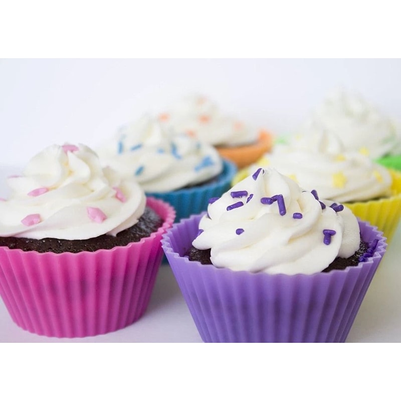 Silicone Cupcake Liners Reusable Muffin Cups Chocolate Candy Molds 2