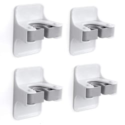 wall mount broom mop holder self adhesive gripper rack for garage & home organization