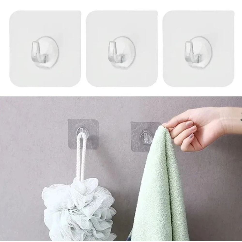 Clear HeavyDuty Adhesive Wall Hooks Seamless NonDamaging Hangers For Home Organization 1