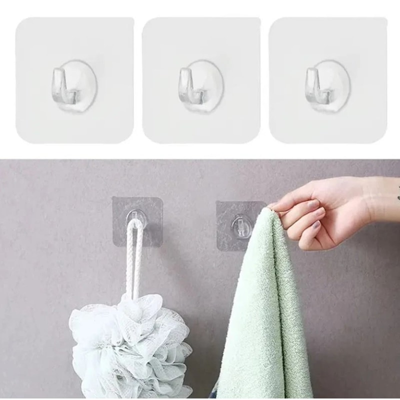 Clear HeavyDuty Adhesive Wall Hooks Seamless NonDamaging Hangers For Home Organization 1