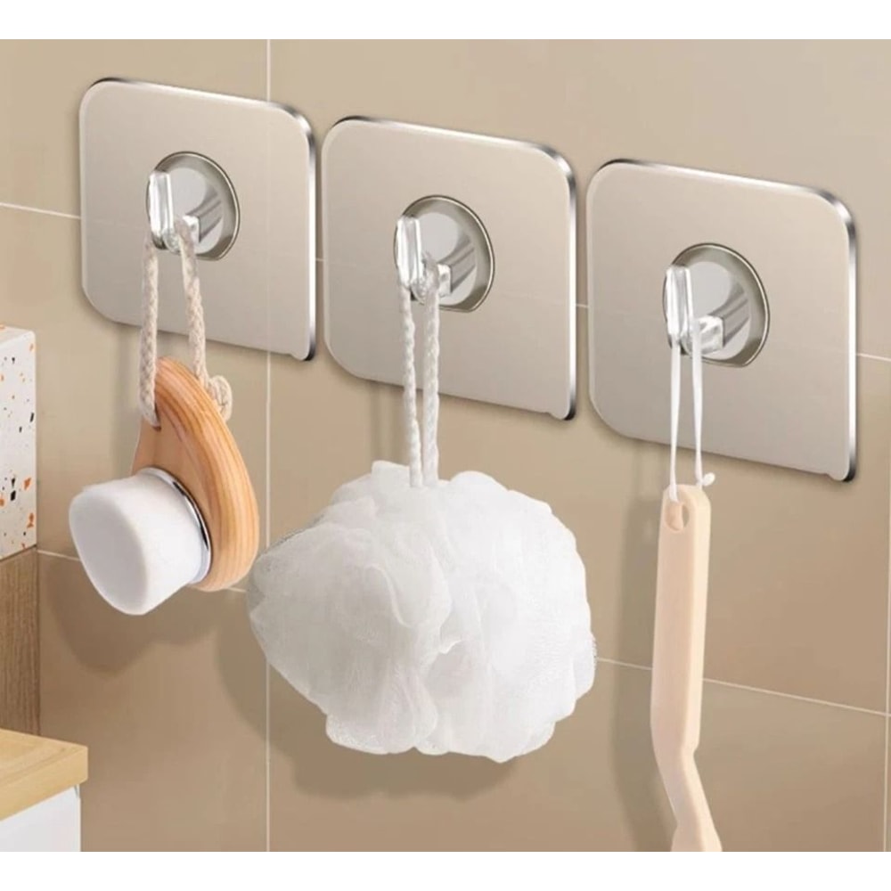 Clear HeavyDuty Adhesive Wall Hooks Seamless NonDamaging Hangers For Home Organization 5