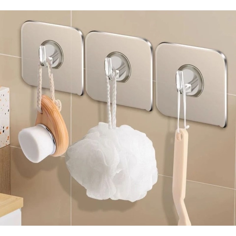 Clear HeavyDuty Adhesive Wall Hooks Seamless NonDamaging Hangers For Home Organization 5