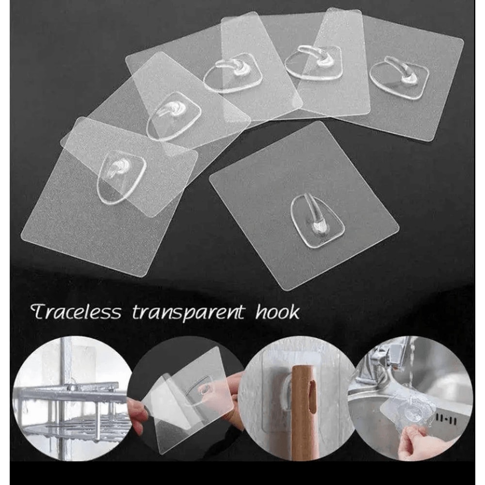 Clear HeavyDuty Adhesive Wall Hooks Seamless NonDamaging Hangers For Home Organization 7