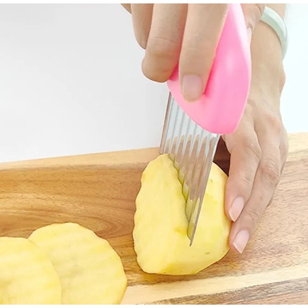 Crinkle Cutter Set Stainless Steel Wavy Slicer For Fries Vegetables 2