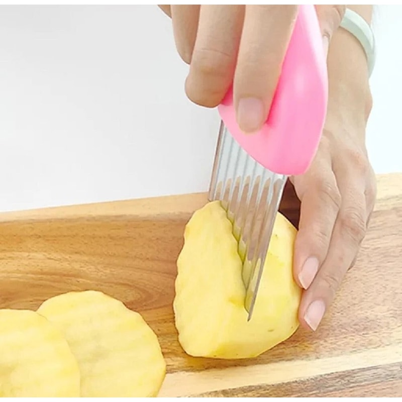 Crinkle Cutter Set Stainless Steel Wavy Slicer For Fries Vegetables 2