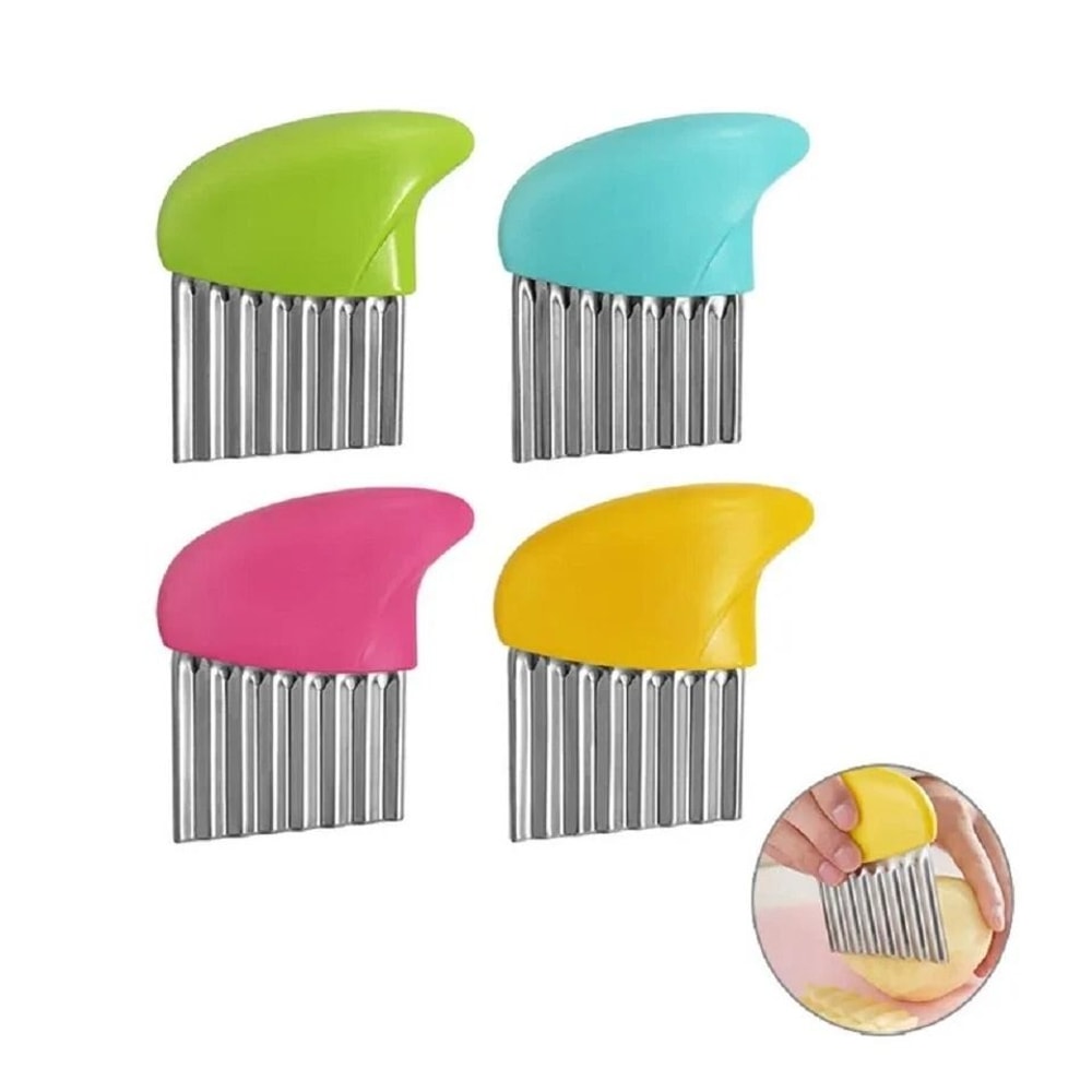 Crinkle Cutter Set Stainless Steel Wavy Slicer For Fries Vegetables 5