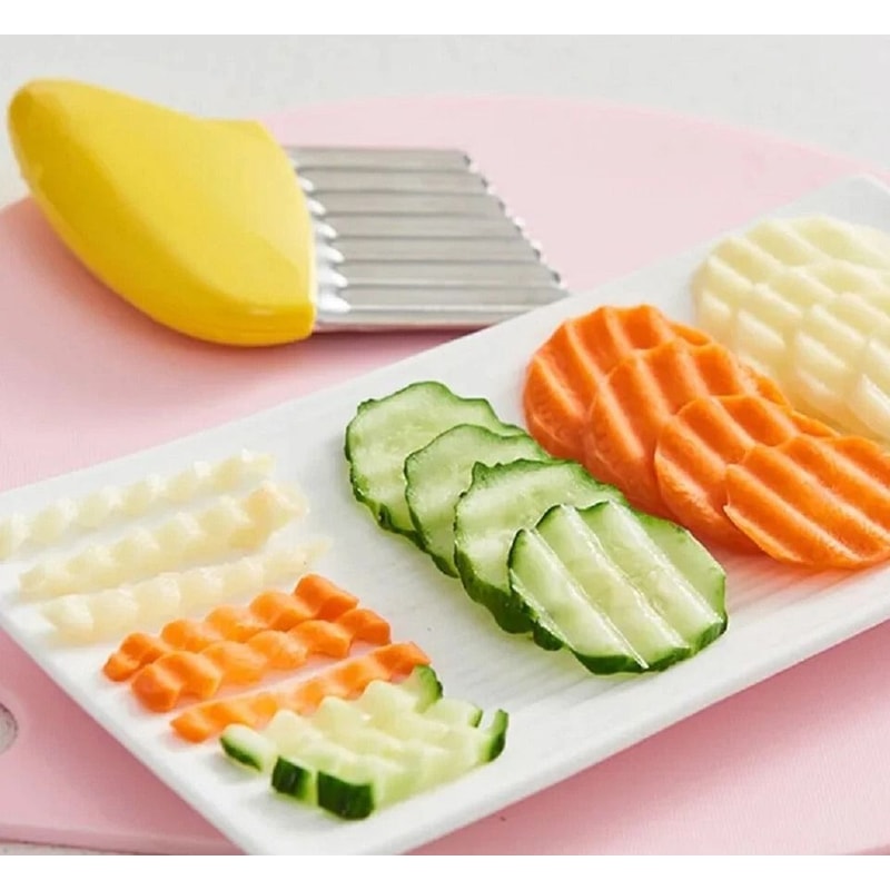 Crinkle Cutter Set Stainless Steel Wavy Slicer For Fries Vegetables 6