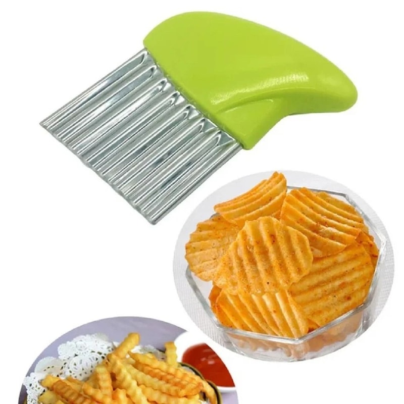 Crinkle Cutter Set Stainless Steel Wavy Slicer For Fries Vegetables 7