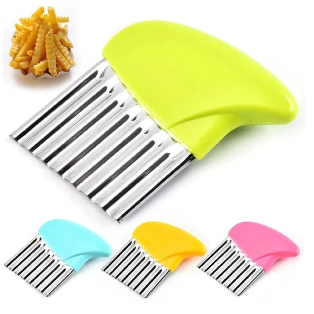 Crinkle Cutter Set Stainless Steel Wavy Slicer For Fries Vegetables 0