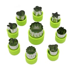 stainless steel fruit & veggie cutter set with mini cookie shaped slicers & molds