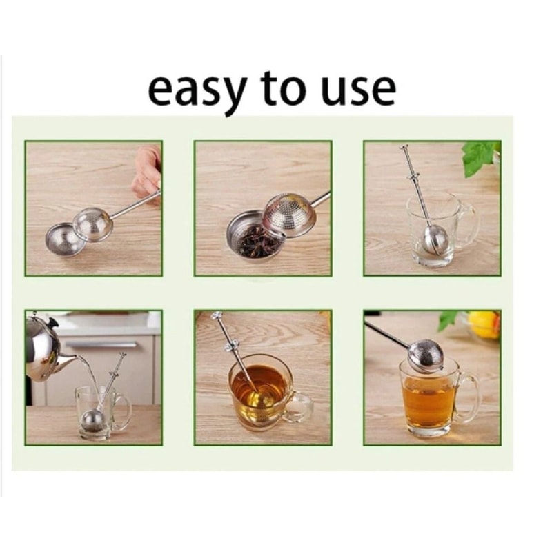 Stainless Steel Long Handle Tea Ball Infuser For Loose Leaf Tea Reusable Strainer 2