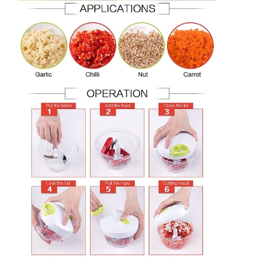 Portable Manual Food Chopper HandPull String Onion Garlic Vegetable Mincer 2