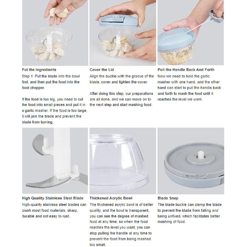 Portable Manual Food Chopper HandPull String Onion Garlic Vegetable Mincer 3