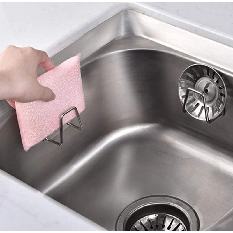 Stainless Steel Sink Sponge Holder Adhesive Kitchen Organizer 4
