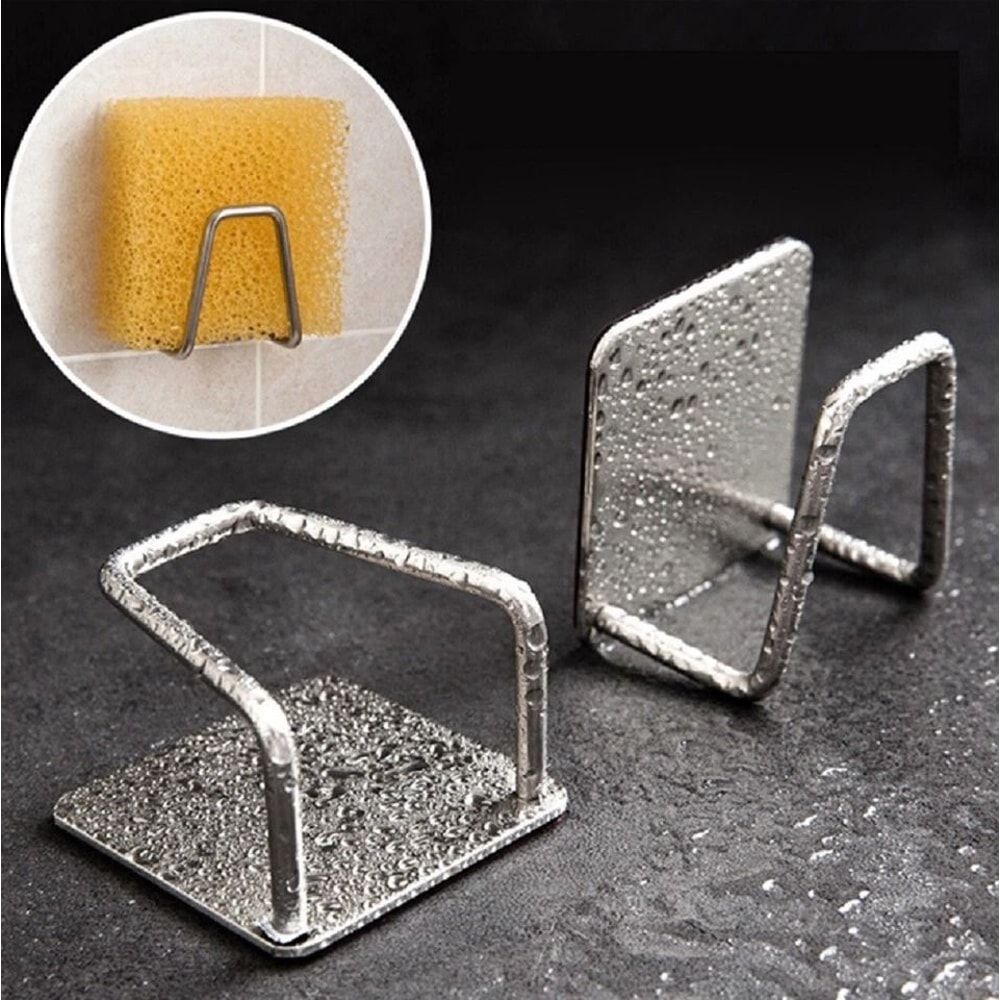 Stainless Steel Sink Sponge Holder Adhesive Kitchen Organizer 5