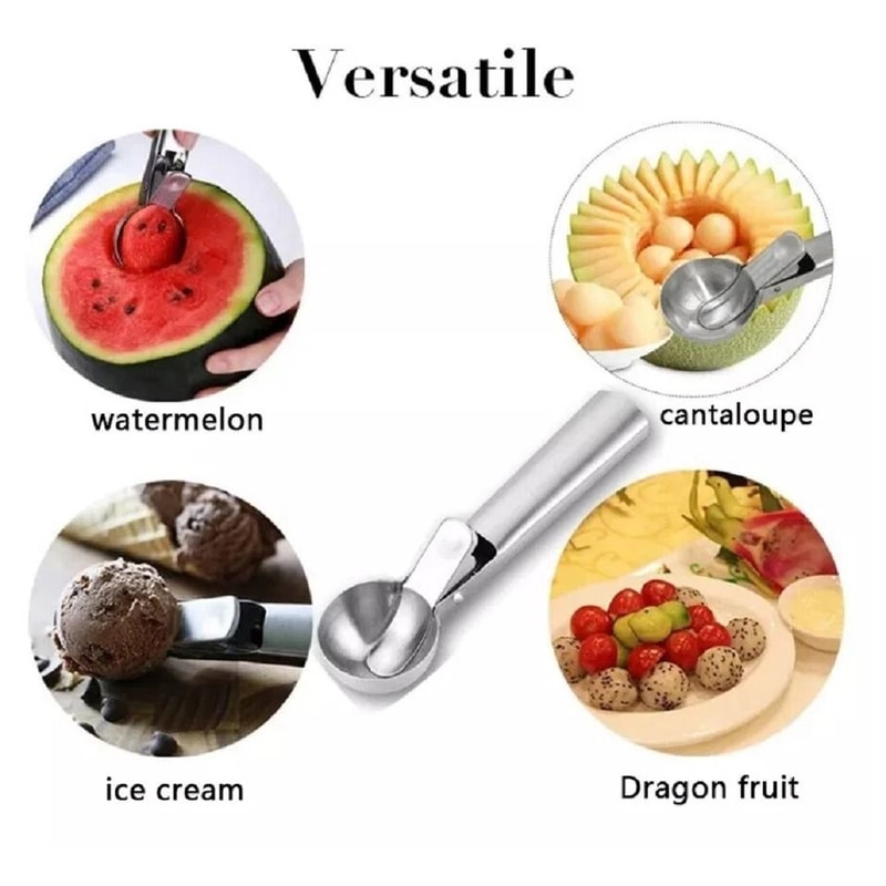 Stainless Steel Ice Cream Scoop With Trigger Handle For Cookie Dough And Melon 3