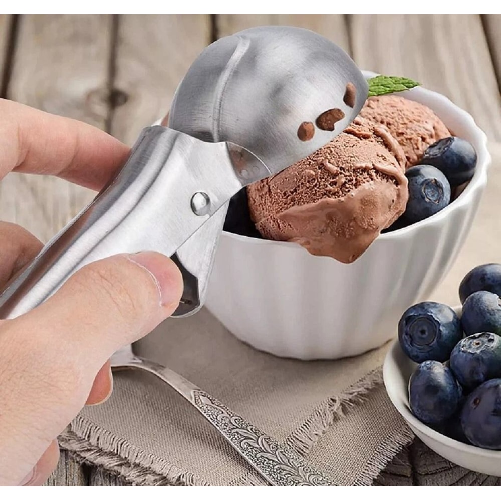 Stainless Steel Ice Cream Scoop With Trigger Handle For Cookie Dough And Melon 6