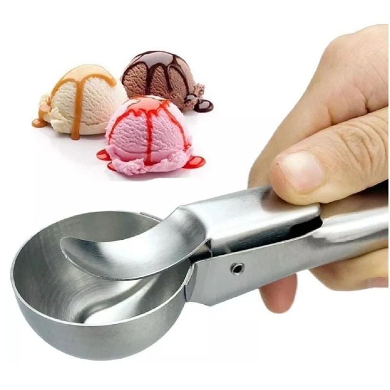 Stainless Steel Ice Cream Scoop With Trigger Handle For Cookie Dough And Melon 7