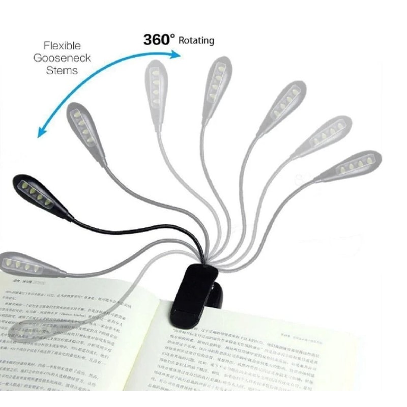 USB Rechargeable LED Book Light With Flexible Clip Ideal For Bed Travel Reading 6