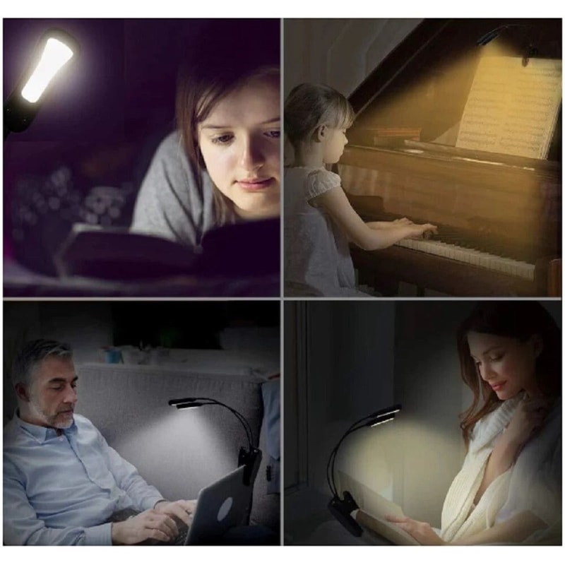 USB Rechargeable LED Book Light With Flexible Clip Ideal For Bed Travel Reading 8