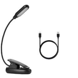 usb rechargeable led book light with flexible clip ideal for bed, travel & reading