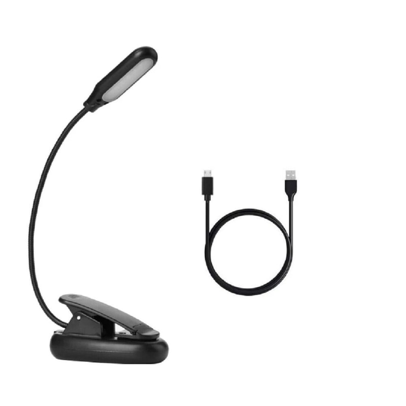 USB Rechargeable LED Book Light With Flexible Clip Ideal For Bed Travel Reading 0