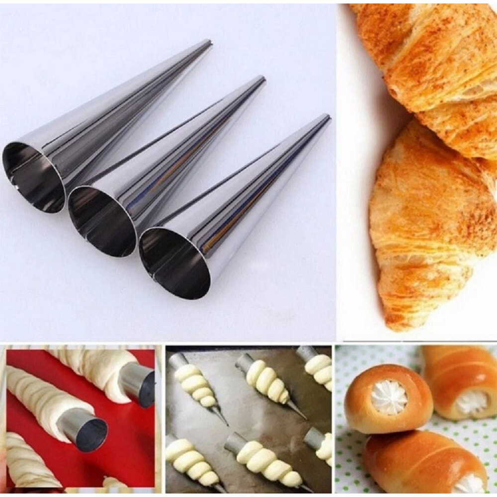 Stainless Steel Pastry Mold Set Cream Horn Cannoli Baking Tubes 2